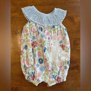 Mud Pie bunny floral bubble size 6-9m